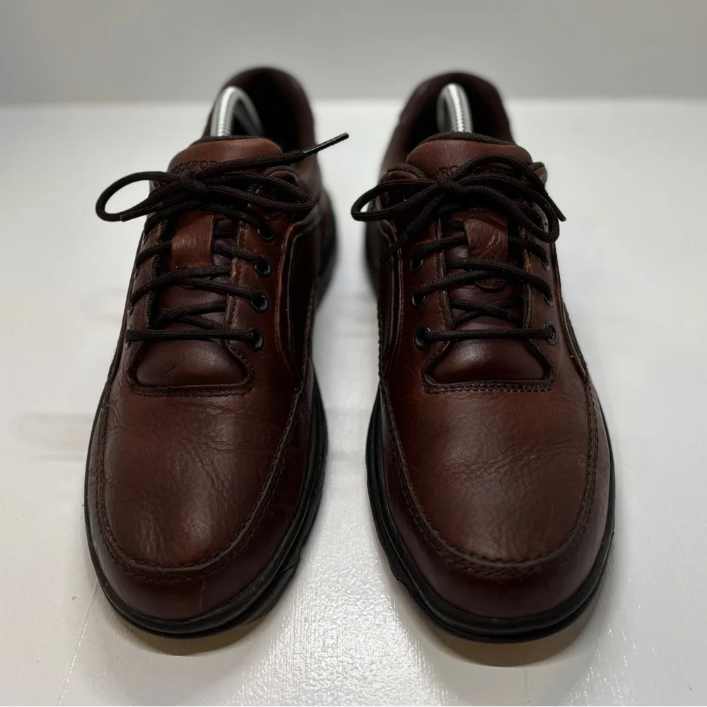 Men's Rockport Eureka Brown Leather Walking Shoes K71201 (Size 9.5) - Picture 3 of 12